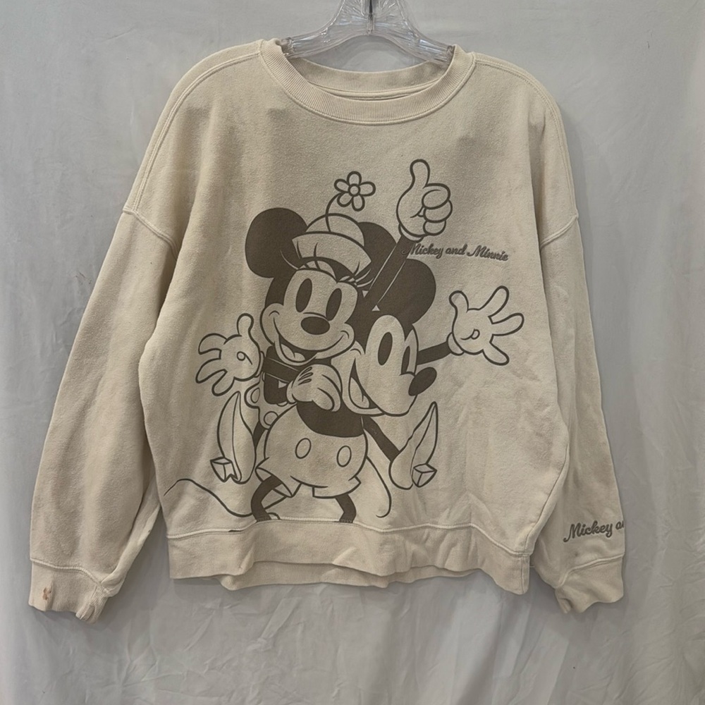 Disney Women's Sweatshirt Beige White Long Sleeve xSmall